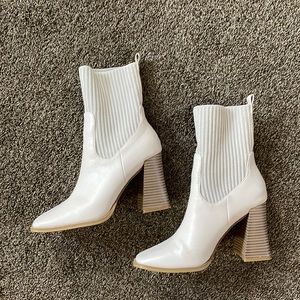 Lulus mid-calf square toe boots, naynee bone 6.5